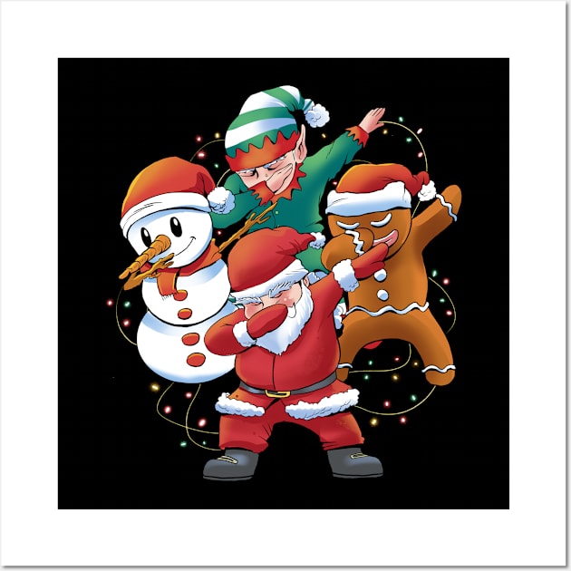 Dabbing Santa Claus snowman and other Christmas  characters and lights Wall Art by Emart